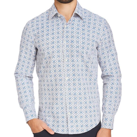 Ted Baker Blue Geometric Button Down Shirt Long Sleeve Modern Heritage XL - Picture 9 of 9